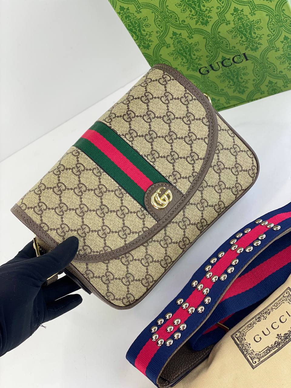 Gucci GG Supreme Mini Bag with Embellished Strap