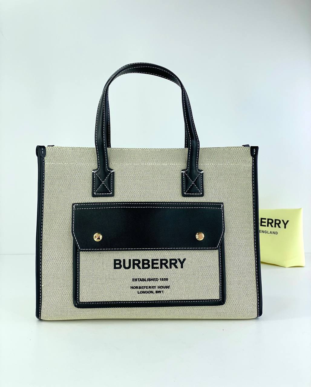 Burberry Structured Canvas Tote Bag