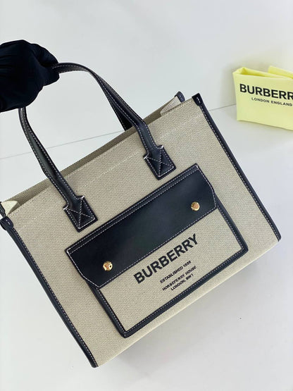 Burberry Structured Canvas Tote Bag