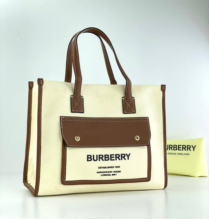 Burberry Structured Canvas Tote Bag