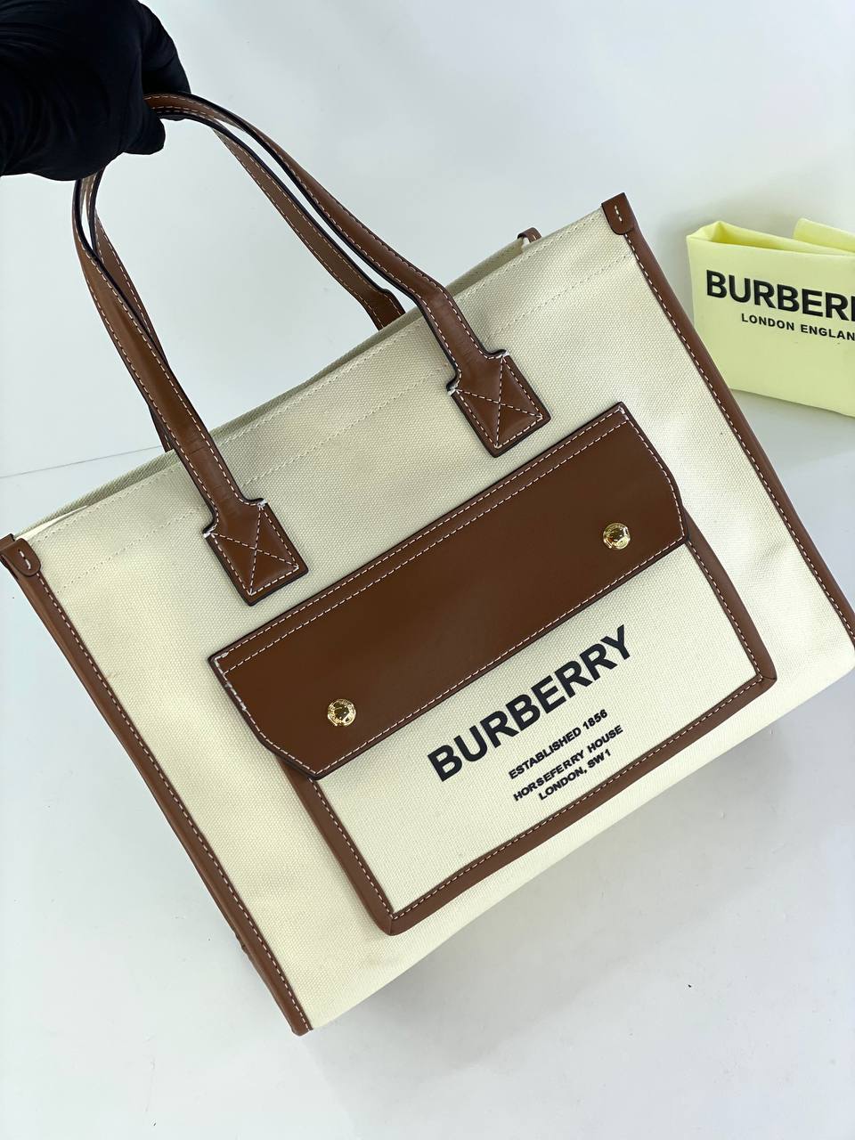 Burberry Structured Canvas Tote Bag