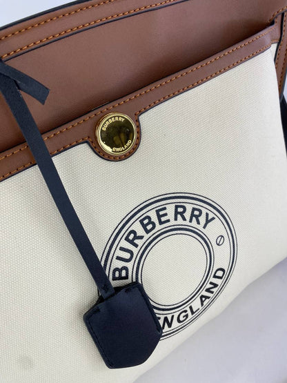 Burberry Canvas Tote Bag with Leather Detailing