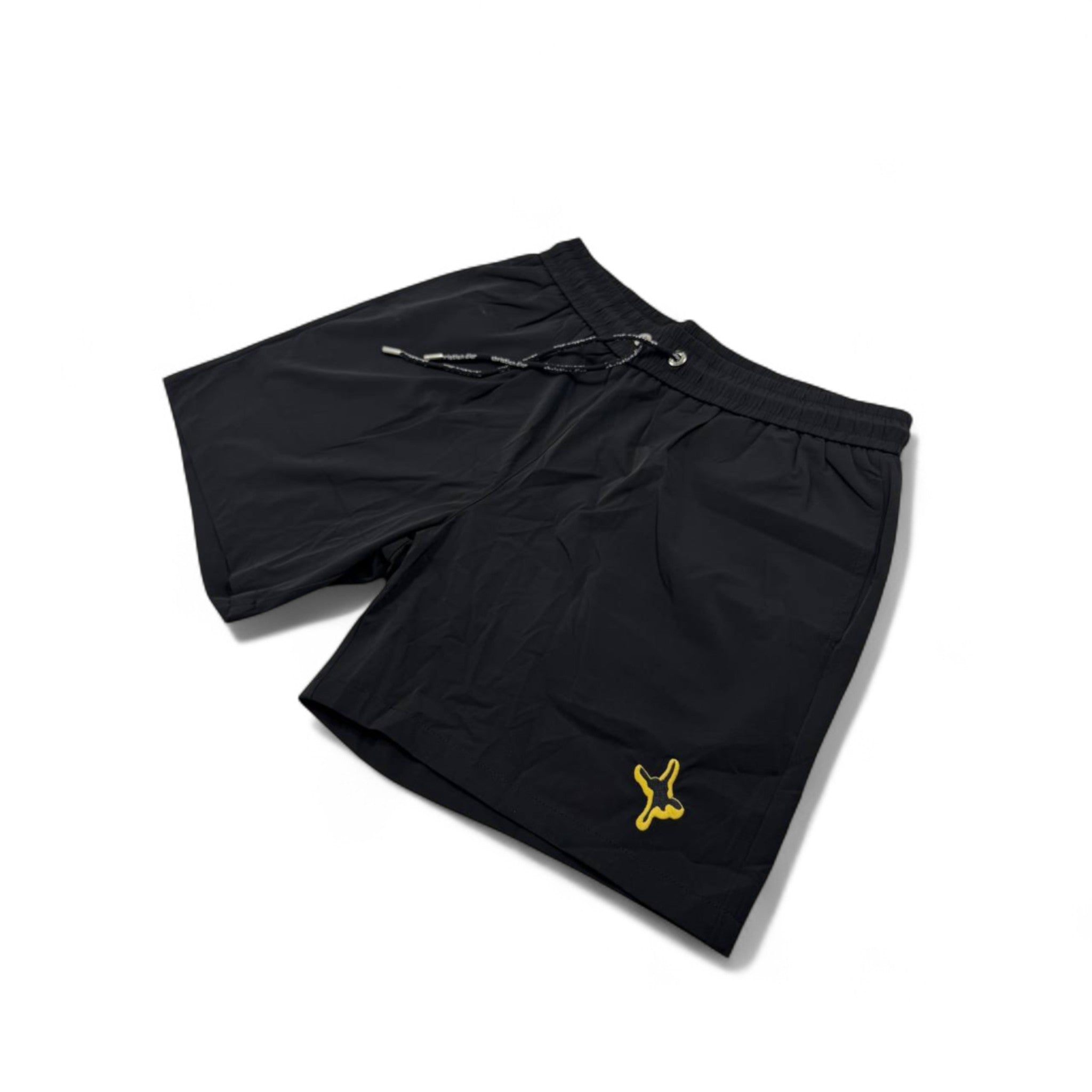 Dior Black Swim Short – Yellow Logo Embroidery 🩳✨