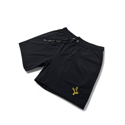 Dior Black Swim Short – Yellow Logo Embroidery 🩳✨