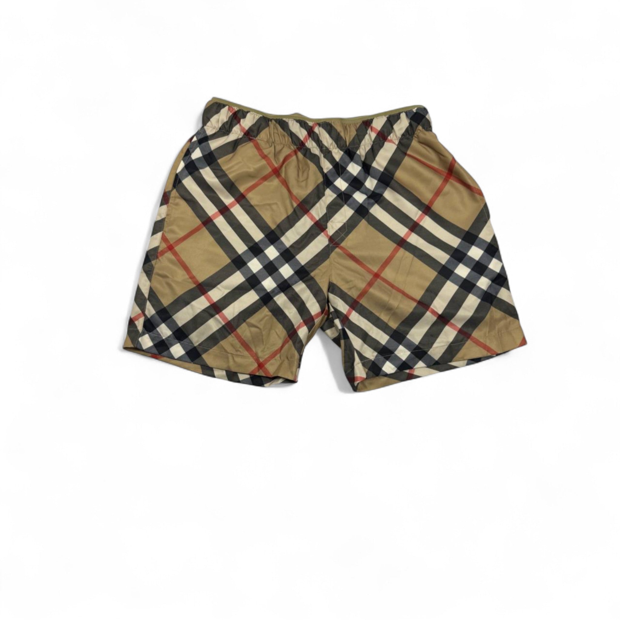 Burberry-Inspired Swim Short – Diagonal Check Beige Classic 🩳✨