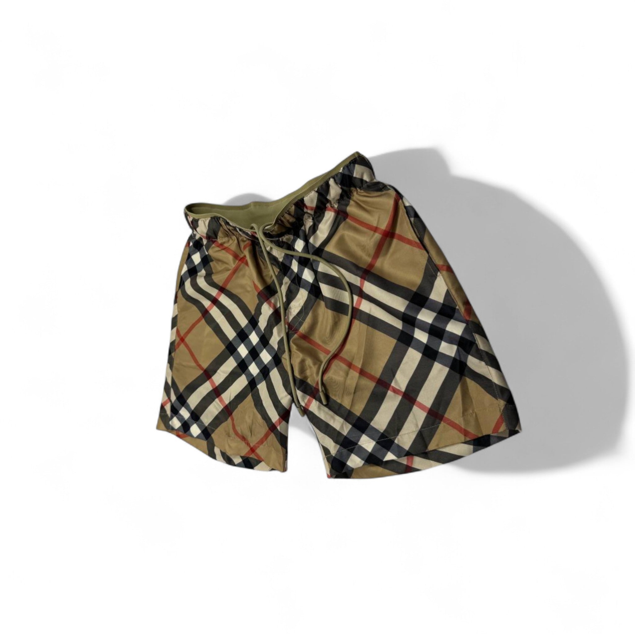 Burberry-Inspired Swim Short – Diagonal Check Beige Classic 🩳✨