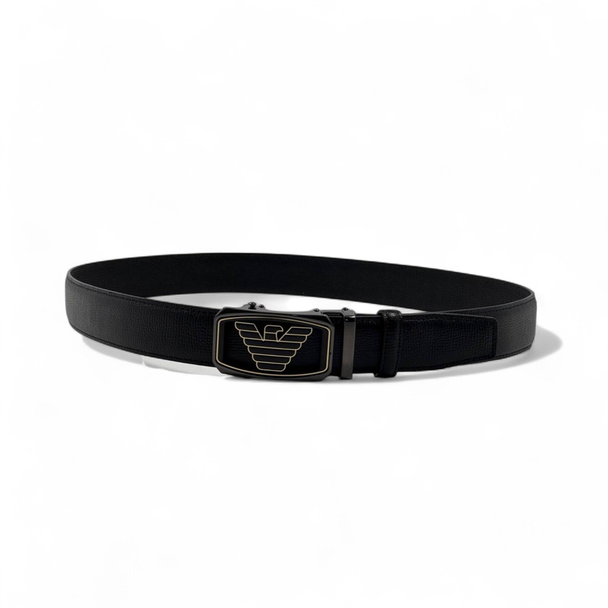 Emporio Armani Leather Belt – 120 CM Black Eagle Buckle 🦅✨