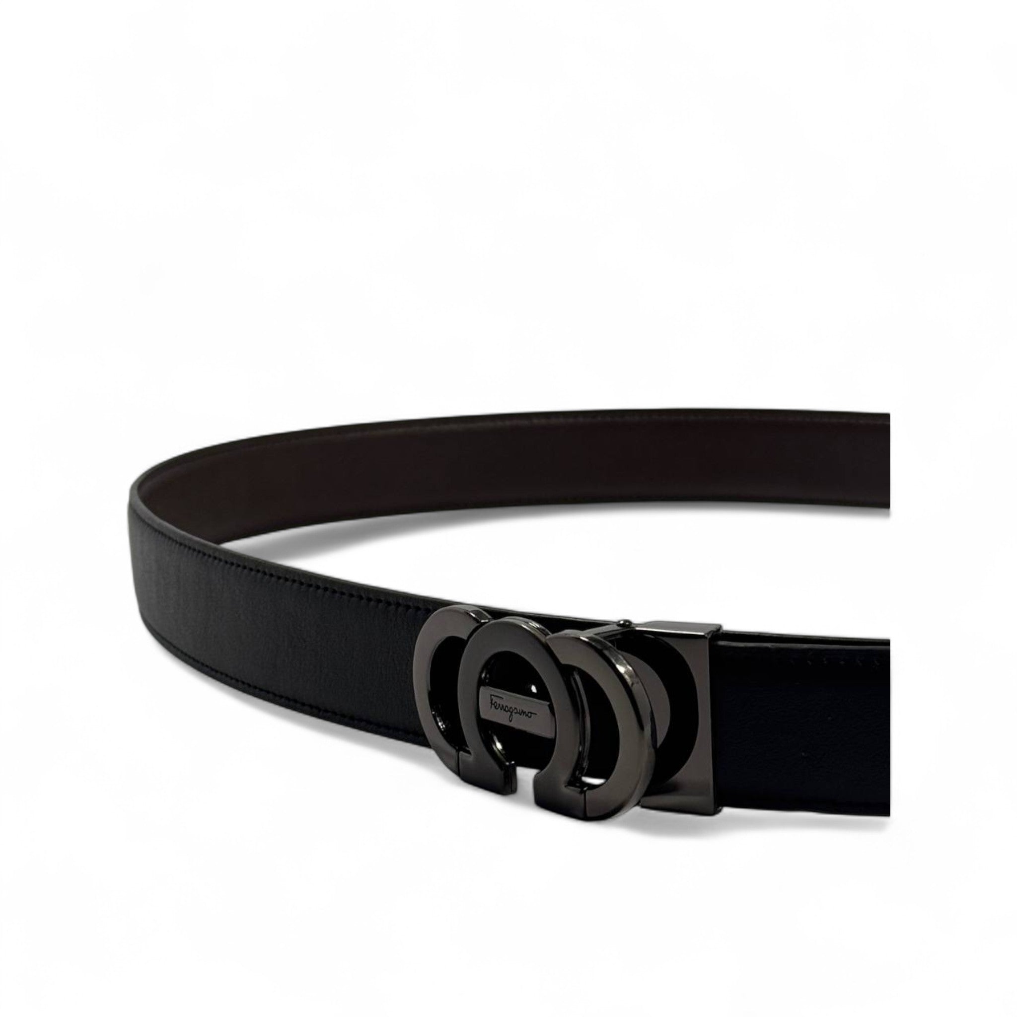Salvador feragammo  Black Leather Belt – 130 CM | Iconic Eagle Buckle 🖤