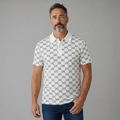 Gucci GG Monogram Polo Shirt – White Signature Edition 🤍✨