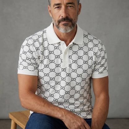 Gucci GG Monogram Polo Shirt – White Signature Edition 🤍✨