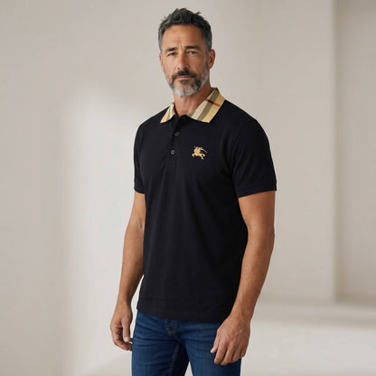 Burberry Check Collar Polo Shirt – Black Heritage Edition 🖤✨