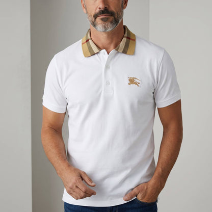 Burberry Check Collar Polo Shirt – White Heritage Edition 🤍✨