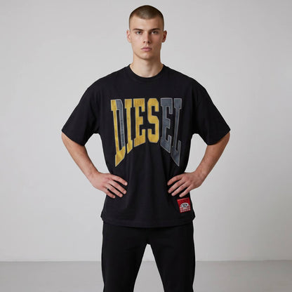 Diesel Oversized Varsity Graphic T-Shirt – Black Streetwear Edition 🔥🖤