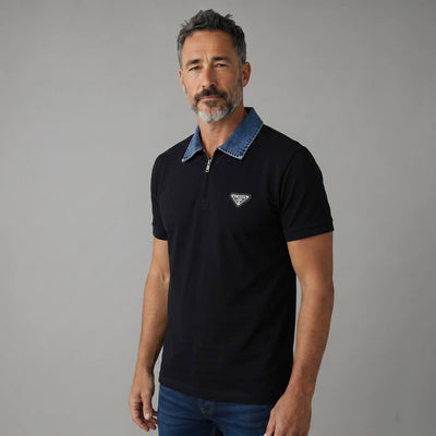 Prada Denim Collar Zip Polo – Luxury Casual Edition 👕✨