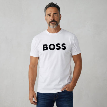 BOSS Essential Logo T-Shirt – Pure White 🤍🔥