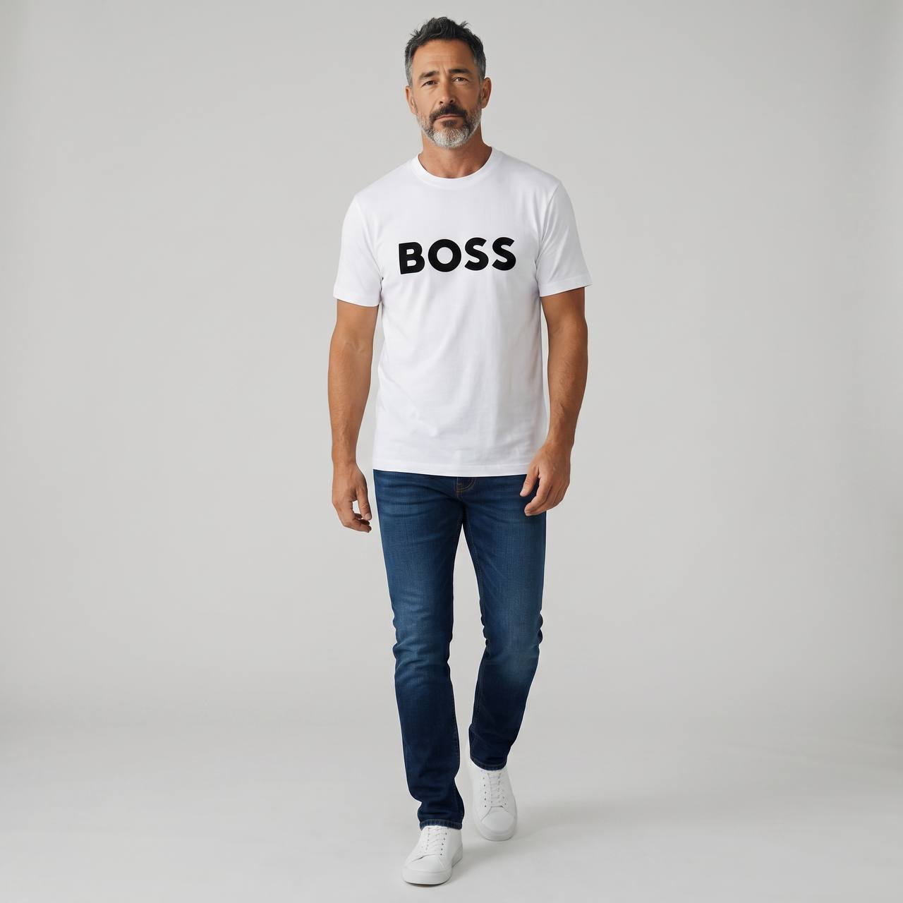 BOSS Essential Logo T-Shirt – Pure White 🤍🔥