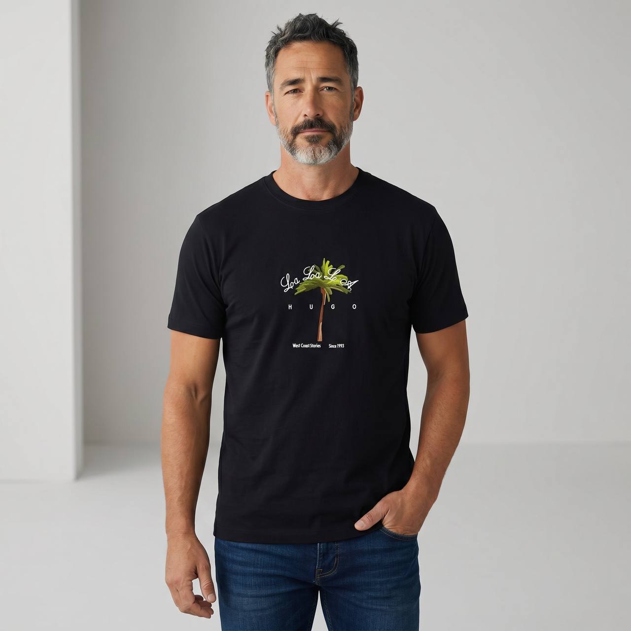 HUGO Palm Graphic T-Shirt – Midnight Black 🌴🖤