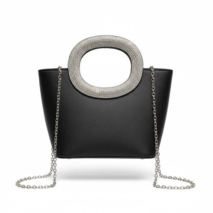 Crystal Luxe Statement Tote Bag ✨🖤 | Rhinestone Evening Handbag with Chain Strap