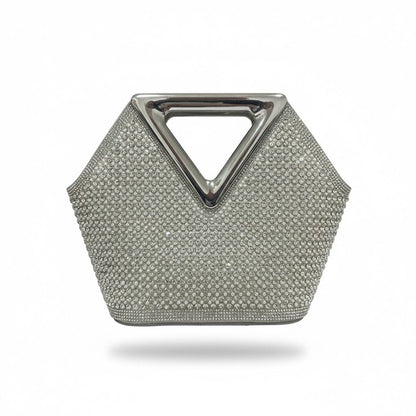 Silver Prism Crystal Handbag ✨🩶 | Geometric Rhinestone Statement Bag
