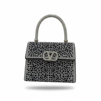 Valentino Garavani Crystal Evening Handbag ✨🖤 | Rhinestone Couture Top Handle Bag