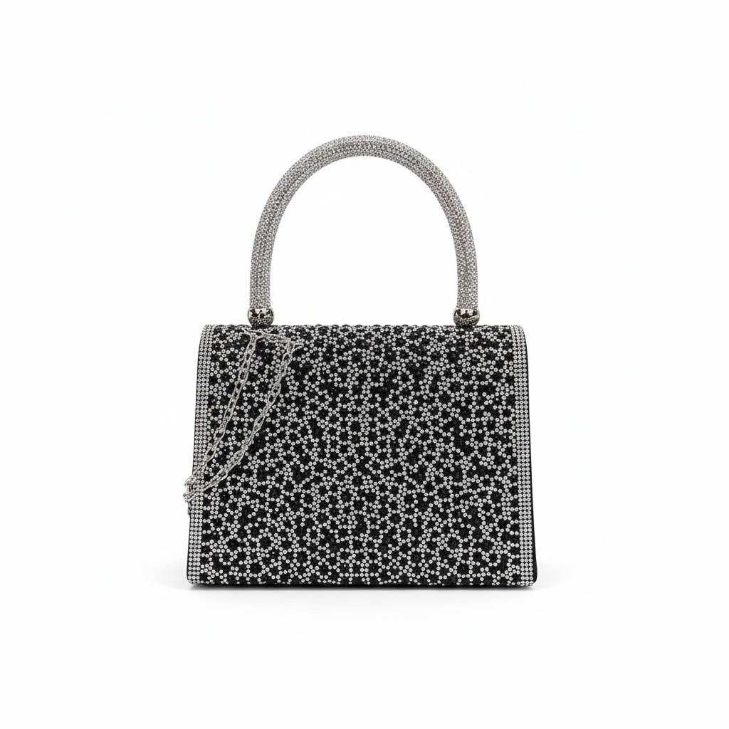Valentino Garavani Crystal Evening Handbag ✨🖤 | Rhinestone Couture Top Handle Bag