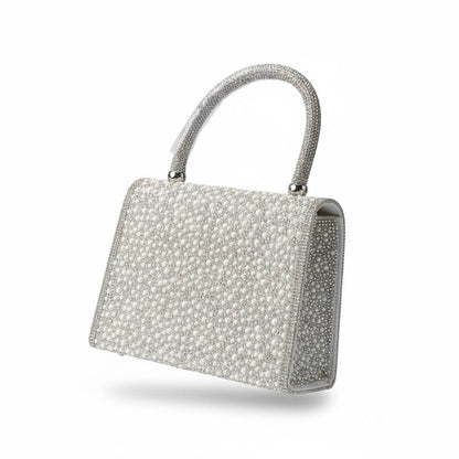 Valentino Garavani Crystal Pearl Top Handle Bag ✨🤍 | Silver Couture Evening Handbag