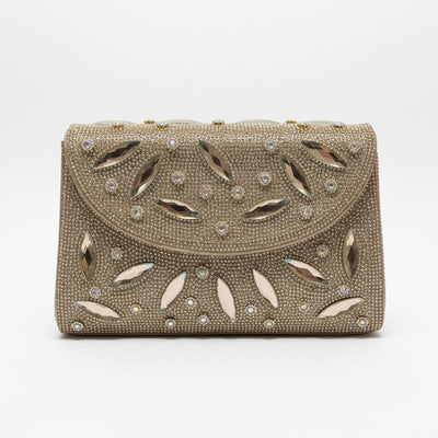 Champagne Crystal Leaf Clutch ✨🥂 | Embellished Evening Statement Bag