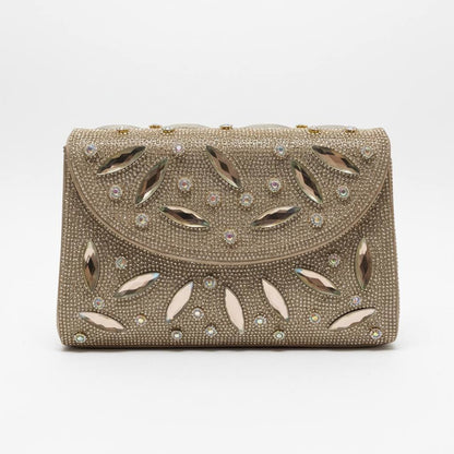 Champagne Crystal Leaf Clutch ✨🥂 | Embellished Evening Statement Bag