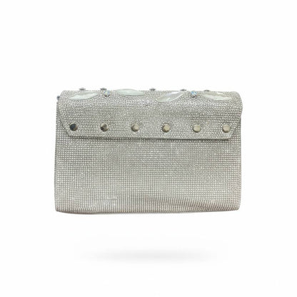 Silver Crystal Leaf Clutch ✨🩶 | Embellished Evening Statement Bag