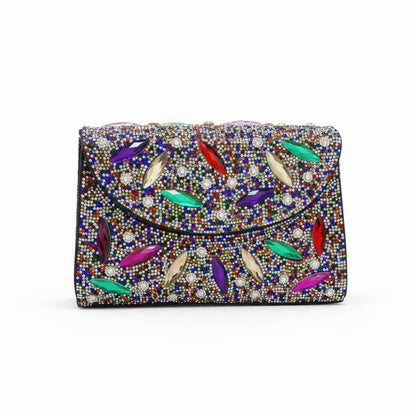 Rainbow Jewel Crystal Clutch ✨🌈 | Multicolor Embellished Statement Evening Bag