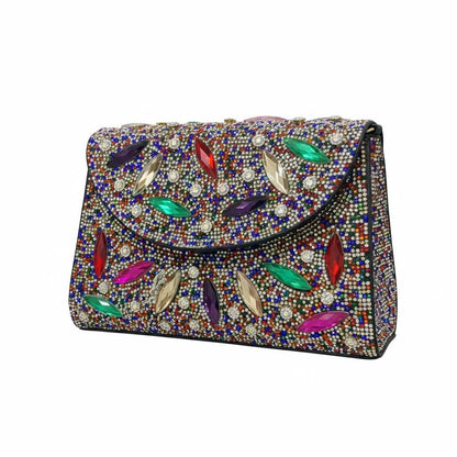 Rainbow Jewel Crystal Clutch ✨🌈 | Multicolor Embellished Statement Evening Bag