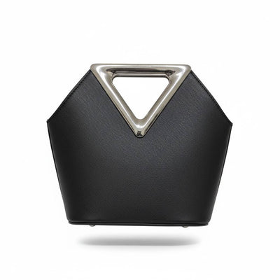 Midnight Prism Crystal Handbag ✨🖤 | Geometric Metallic Handle Statement Bag