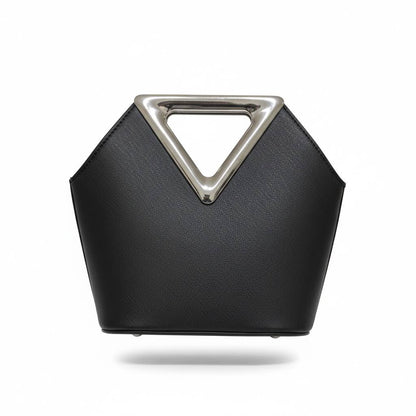 Midnight Prism Crystal Handbag ✨🖤 | Geometric Metallic Handle Statement Bag