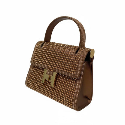 Hermès-Inspired Gold Crystal Top Handle Handbag ✨👑 | Luxury Evening Statement Bag