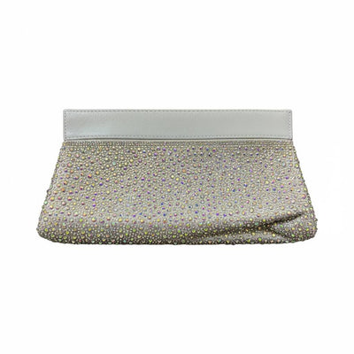 Silver Aurora Crystal Clutch ✨🤍 | Diamond Clasp Evening Bag