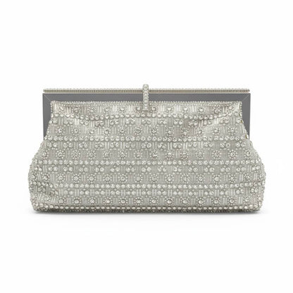 Silver Royale Crystal Clutch ✨🤍 | Embellished Statement Evening Bag