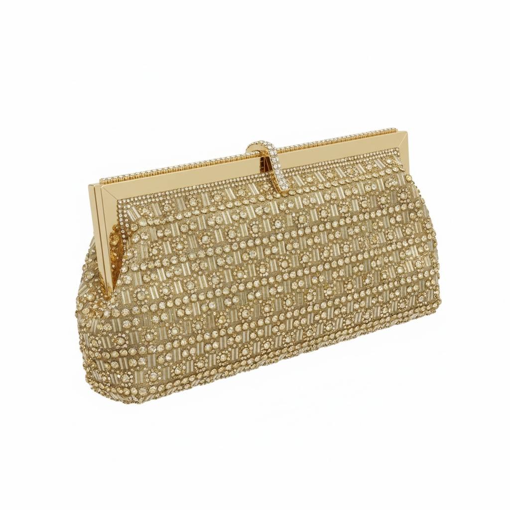 Golden Royale Crystal Clutch ✨👑 | Luxe Embellished Evening Bag