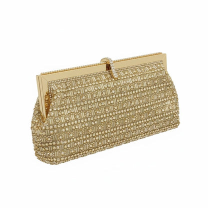 Golden Royale Crystal Clutch ✨👑 | Luxe Embellished Evening Bag