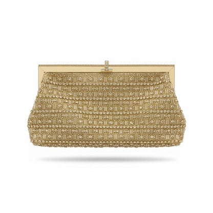 Golden Royale Crystal Clutch ✨👑 | Luxe Embellished Evening Bag