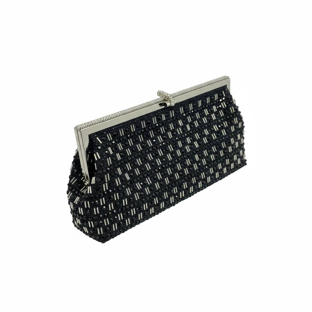 Midnight Luxe Crystal Clutch 🖤✨ | Black Embellished Evening Bag