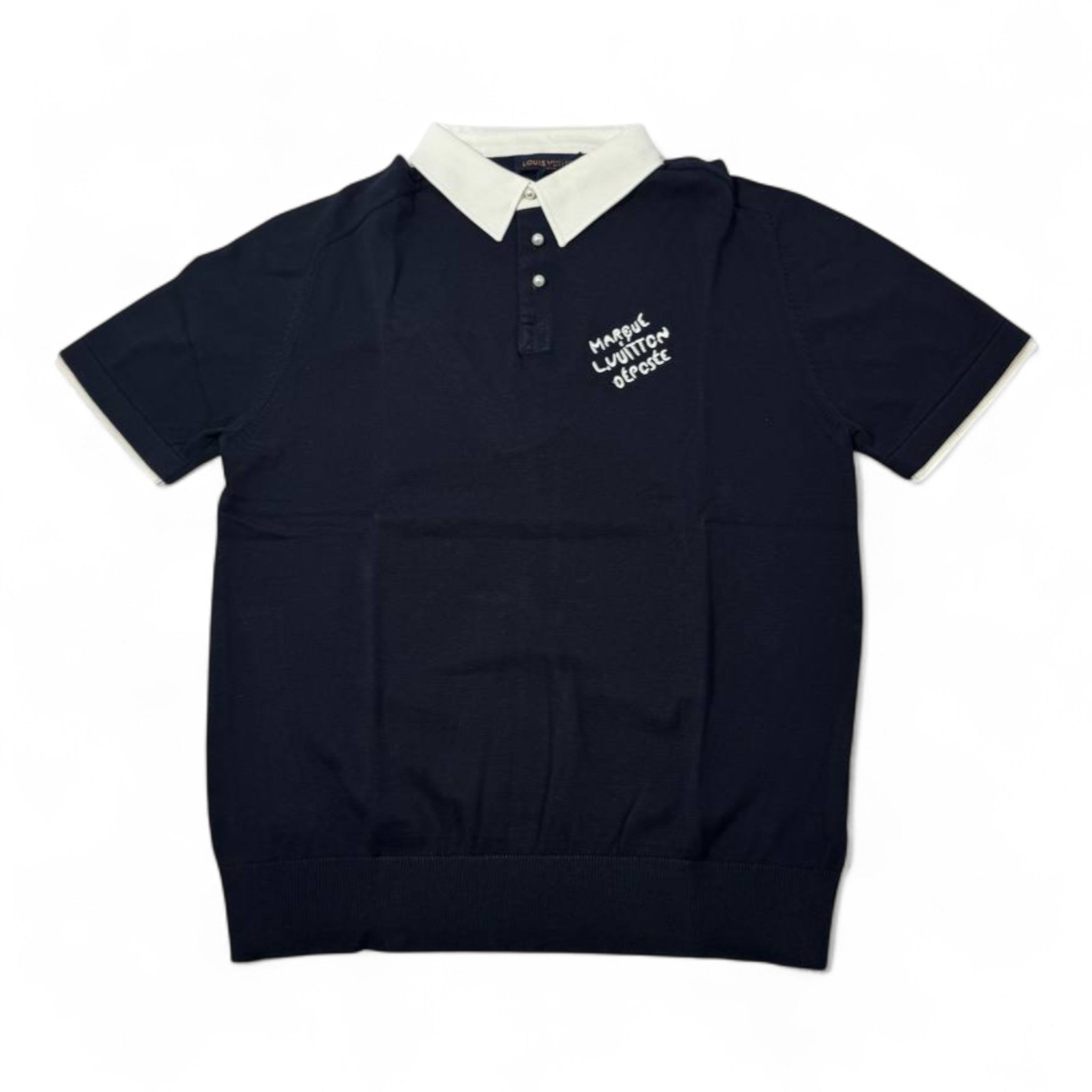 🕴️ Louis Vuitton Embroidered Polo – Navy & White Elegance ⚪🔵