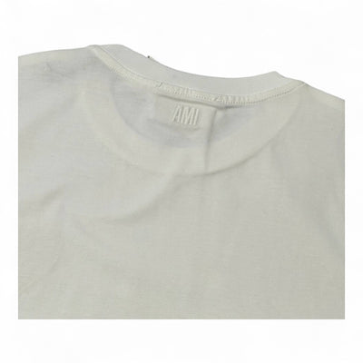 🤍 AMI Paris “Ami de Coeur” Tee – White with Red Heart Patch ❤️🇫🇷