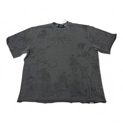 🔥 Represent “Born to Roam” Washed Black Graphic Tee 🐺🎸