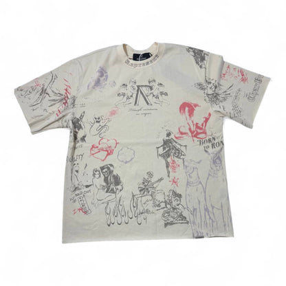 ⚡ Represent “Born to Roam” Graphic Tee – Light Bone Edition 🐺🔥