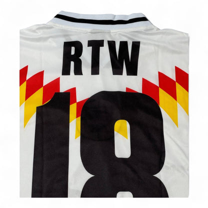 🔥 Corteiz “Rule The World” Jersey Tee – White/Red/Yellow ⚡🏀