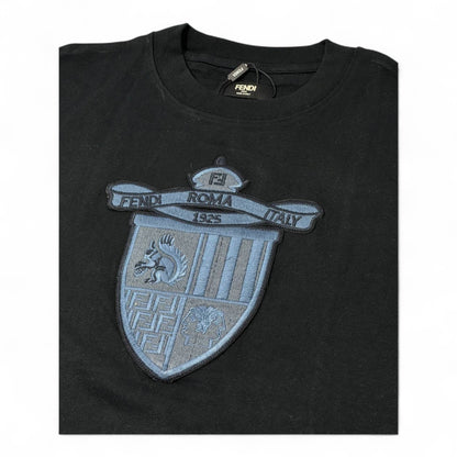 🖤 Fendi Roma Italy Crest Tee – Black on Black Heritage Shield 👑🇮🇹