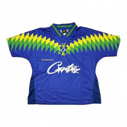 💚💛 Corteiz “Rule The World” Brazil Edition Jersey Tee – Blue/Green/Yellow 🌍⚽