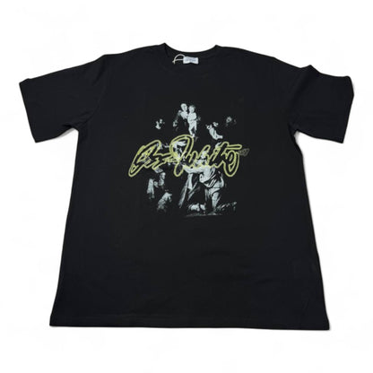 🎨 Off-White Baroque Art Graphic Tee – Black with Script Logo 🖤🖌️
