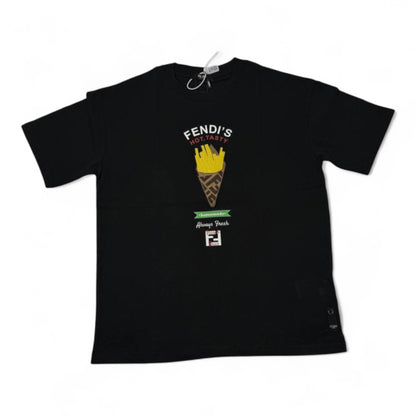 🍟 Fendi “Hot & Tasty” Fries Graphic Tee – Black Street Snack Edition 🔥🖤