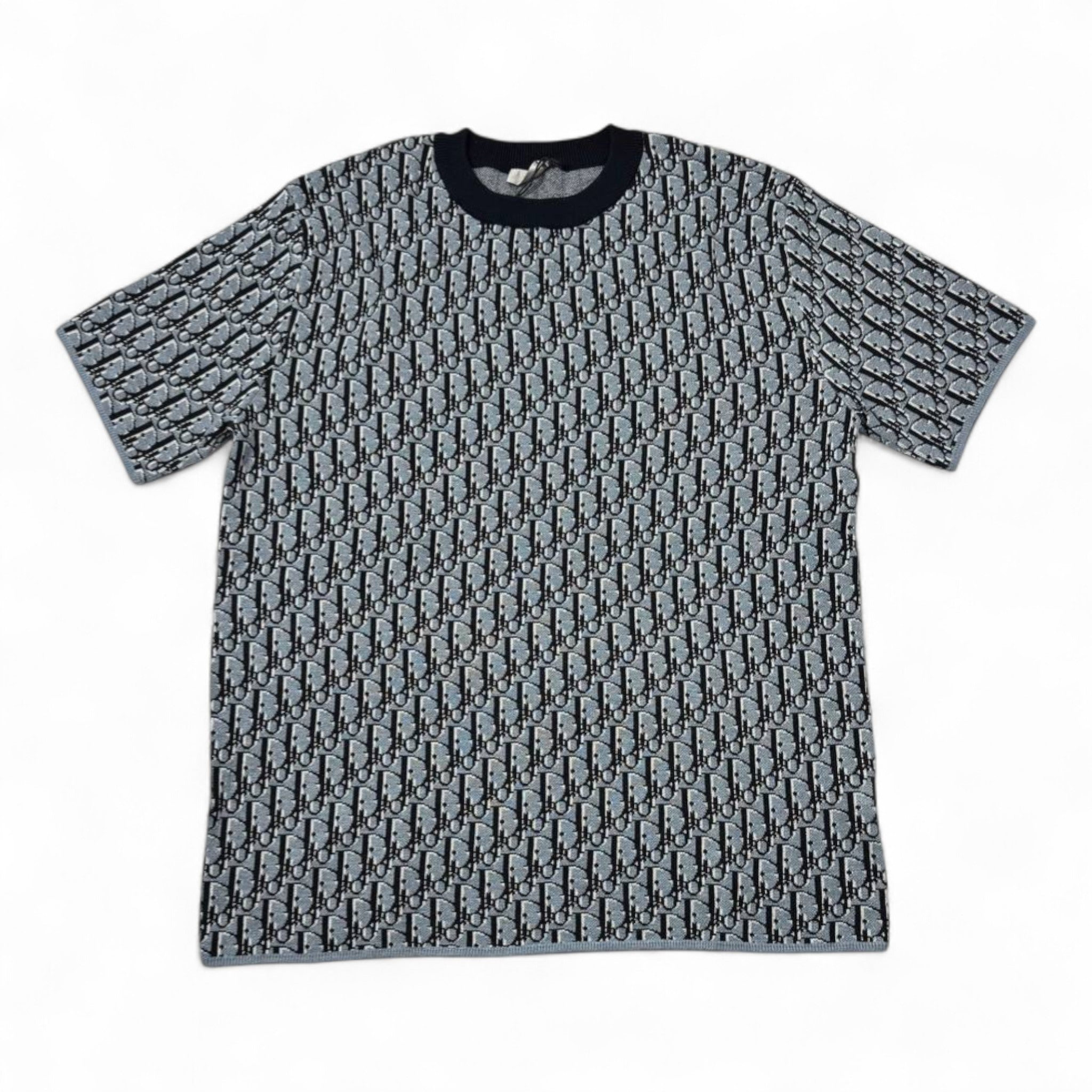 🖤 Dior Oblique Jacquard Tee – Blue/Black All-Over Monogram Edition 🔷✨